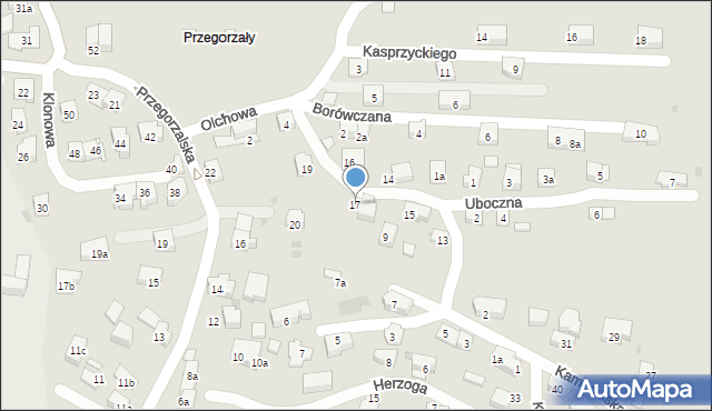 Kraków, Nietoperzy, 17, mapa Krakowa