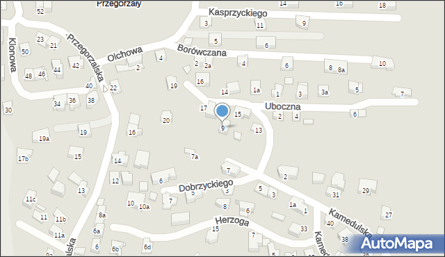 Kraków, Nietoperzy, 9, mapa Krakowa