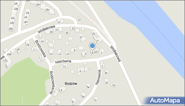 Kraków, Nierówna, 4, mapa Krakowa