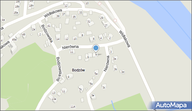 Kraków, Nierówna, 7, mapa Krakowa