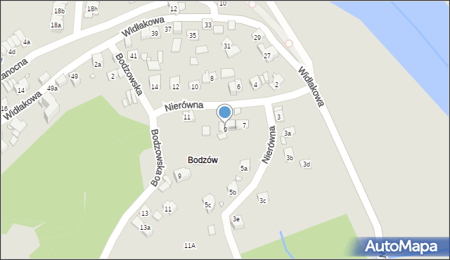 Kraków, Nierówna, 9, mapa Krakowa