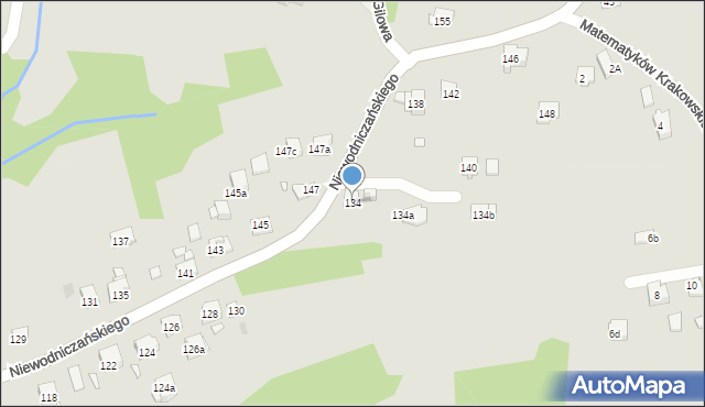 Kraków, Niewodniczańskiego Henryka, 134, mapa Krakowa