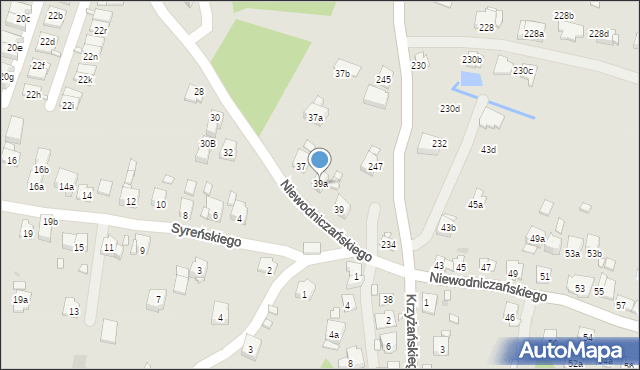 Kraków, Niewodniczańskiego Henryka, 39a, mapa Krakowa