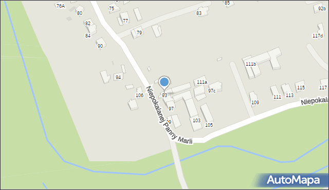 Kraków, Niepokalanej Panny Marii, 93, mapa Krakowa