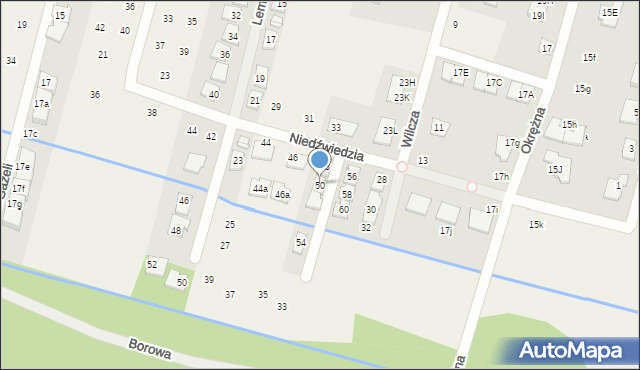 Lesznowola, Niedźwiedzia, 50, mapa Lesznowola