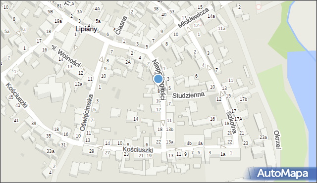 Lipiany, Niepodległości, 8, mapa Lipiany