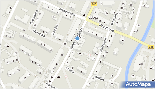Łobez, Niepodległości, 3a, mapa Łobez