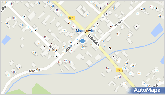 Maciejowice, Niecała, 5A, mapa Maciejowice
