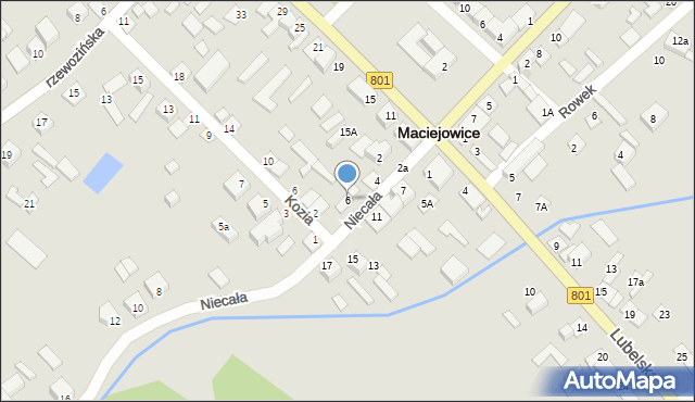 Maciejowice, Niecała, 6, mapa Maciejowice