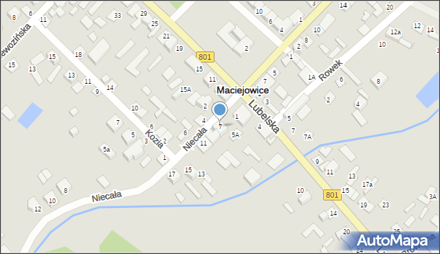 Maciejowice, Niecała, 7, mapa Maciejowice