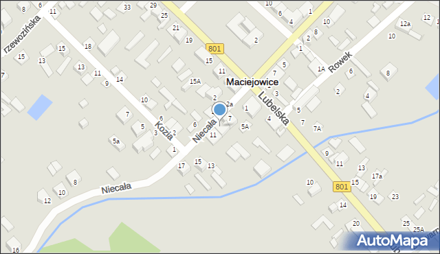 Maciejowice, Niecała, 9, mapa Maciejowice