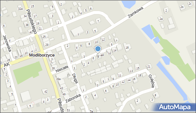 Modliborzyce, Niecała, 8, mapa Modliborzyce