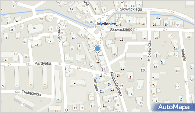 Myślenice, Niepodległości, 12, mapa Myślenice