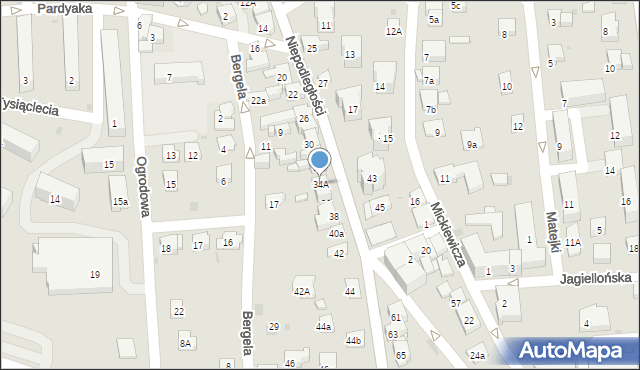 Myślenice, Niepodległości, 34A, mapa Myślenice