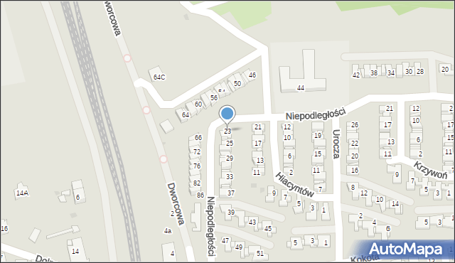 Mysłowice, Niepodległości, 23, mapa Mysłowice