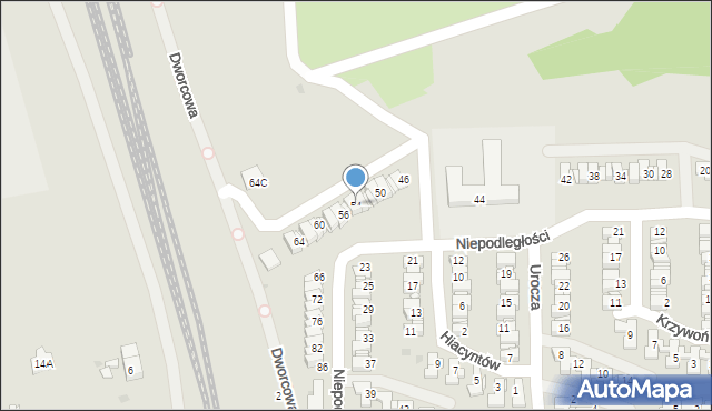 Mysłowice, Niepodległości, 54, mapa Mysłowice