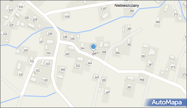 Niebieszczany, Niebieszczany, 345, mapa Niebieszczany