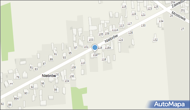 Niebrów, Niebrów, 114, mapa Niebrów