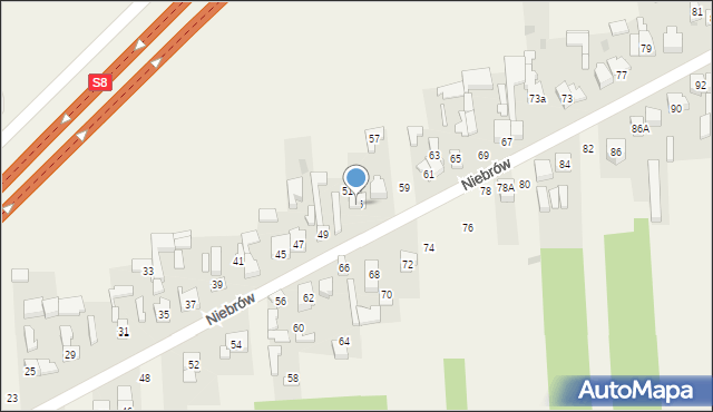 Niebrów, Niebrów, 55, mapa Niebrów