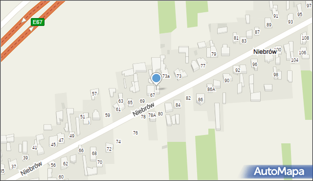 Niebrów, Niebrów, 71, mapa Niebrów