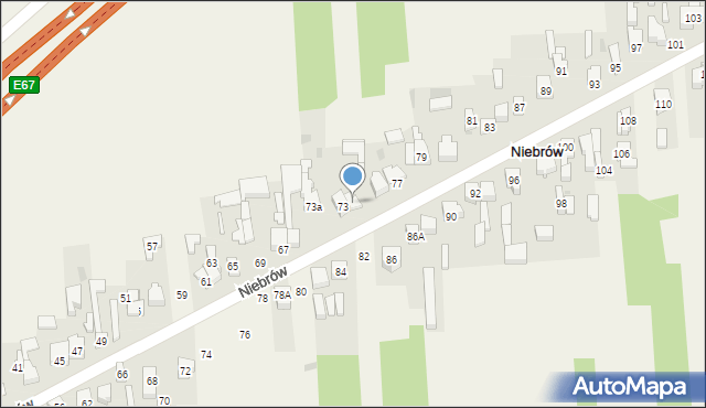 Niebrów, Niebrów, 75, mapa Niebrów