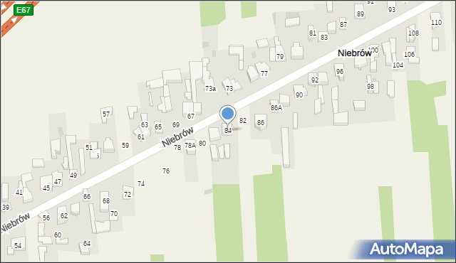 Niebrów, Niebrów, 84, mapa Niebrów