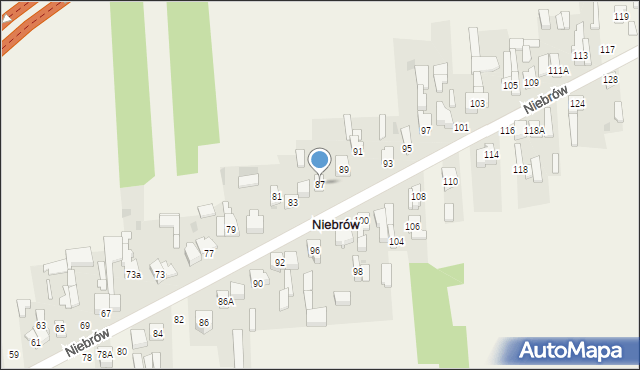 Niebrów, Niebrów, 87, mapa Niebrów