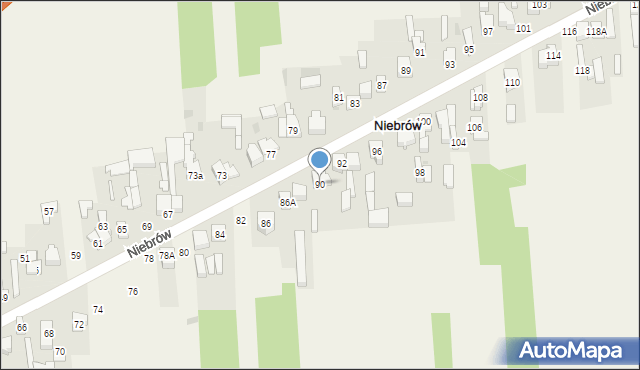 Niebrów, Niebrów, 90, mapa Niebrów