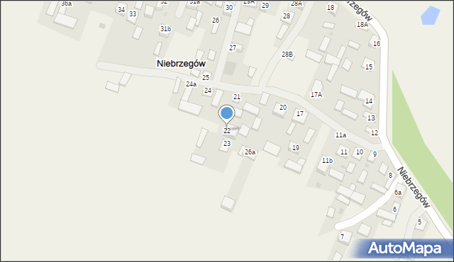 Niebrzegów, Niebrzegów, 22, mapa Niebrzegów