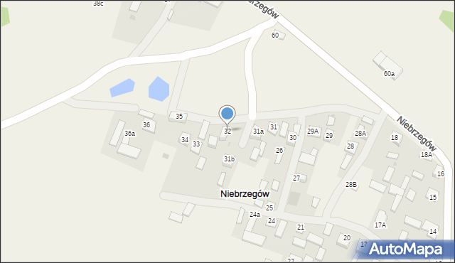 Niebrzegów, Niebrzegów, 32, mapa Niebrzegów