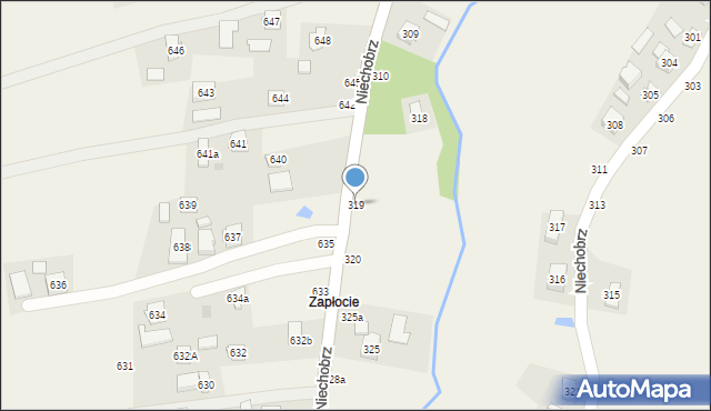 Niechobrz, Niechobrz, 319, mapa Niechobrz