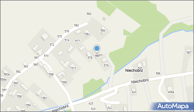 Niechobrz, Niechobrz, 580, mapa Niechobrz