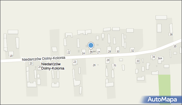 Niedarczów Dolny-Kolonia, Niedarczów Dolny-Kolonia, 25, mapa Niedarczów Dolny-Kolonia