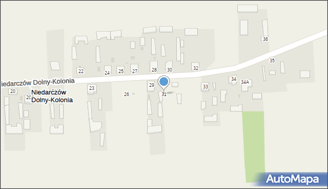 Niedarczów Dolny-Kolonia, Niedarczów Dolny-Kolonia, 31, mapa Niedarczów Dolny-Kolonia