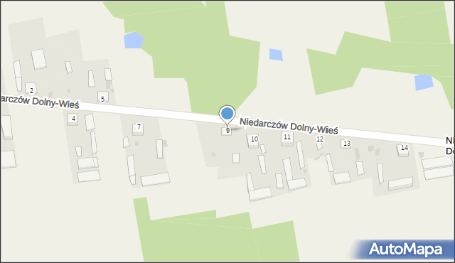 Niedarczów Dolny-Wieś, Niedarczów Dolny-Wieś, 9, mapa Niedarczów Dolny-Wieś