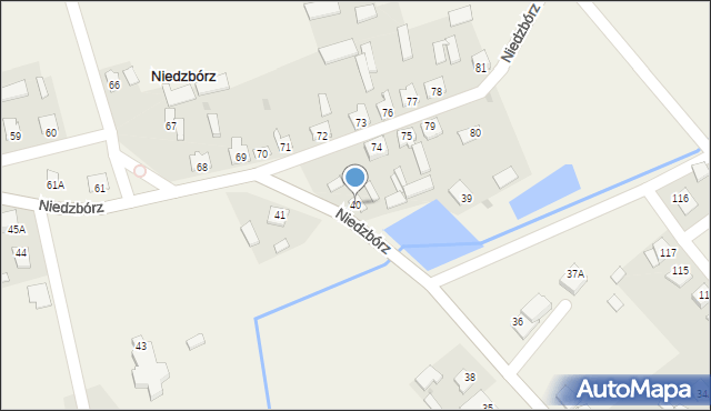 Niedzbórz, Niedzbórz, 40, mapa Niedzbórz