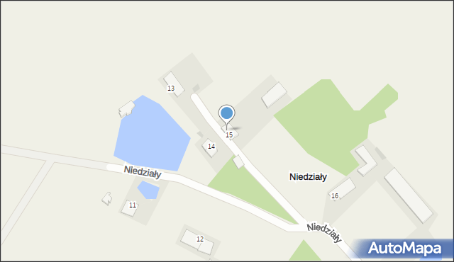 Niedziały, Niedziały, 15a, mapa Niedziały