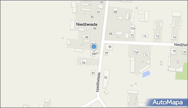 Niedźwiada, Niedźwiada-Kolonia, 54A, mapa Niedźwiada