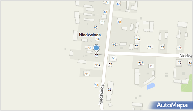 Niedźwiada, Niedźwiada-Kolonia, 57, mapa Niedźwiada