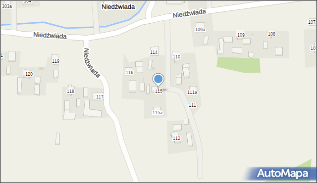 Niedźwiada, Niedźwiada, 115, mapa Niedźwiada