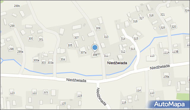 Niedźwiada, Niedźwiada, 308, mapa Niedźwiada