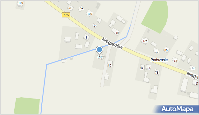 Niegardów, Niegardów, 101, mapa Niegardów