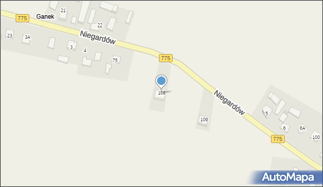 Niegardów, Niegardów, 108, mapa Niegardów