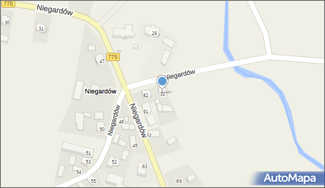 Niegardów, Niegardów, 32, mapa Niegardów