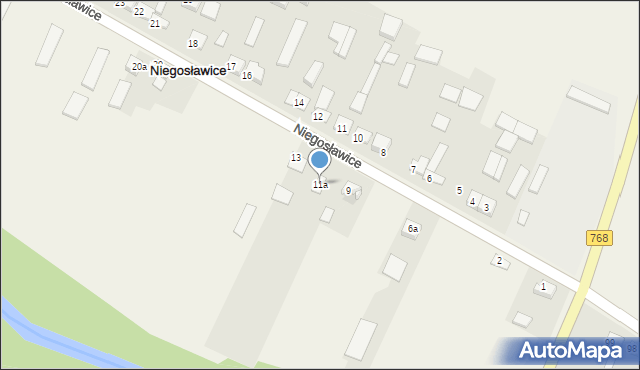 Niegosławice, Niegosławice, 11a, mapa Niegosławice