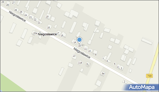 Niegosławice, Niegosławice, 12, mapa Niegosławice