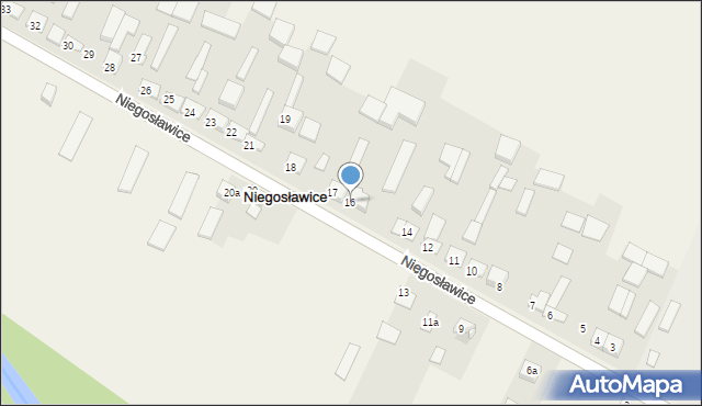 Niegosławice, Niegosławice, 16, mapa Niegosławice