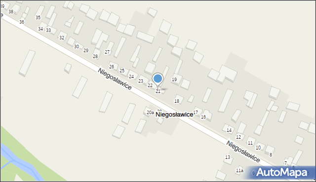 Niegosławice, Niegosławice, 21, mapa Niegosławice