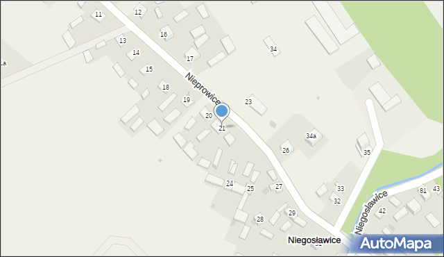 Niegosławice, Niegosławice, 21, mapa Niegosławice