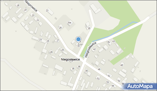 Niegosławice, Niegosławice, 32, mapa Niegosławice